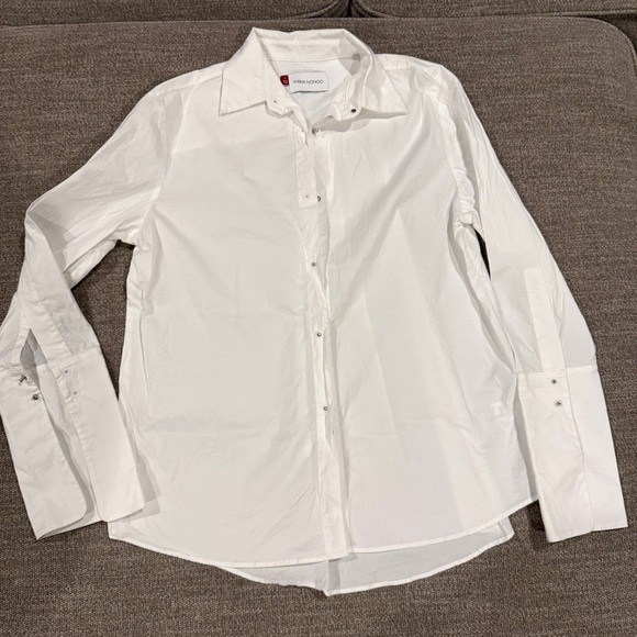 Misha Nonoo Husband Shirt White with Silver Button Studs Size Small - Picture 7 of 9